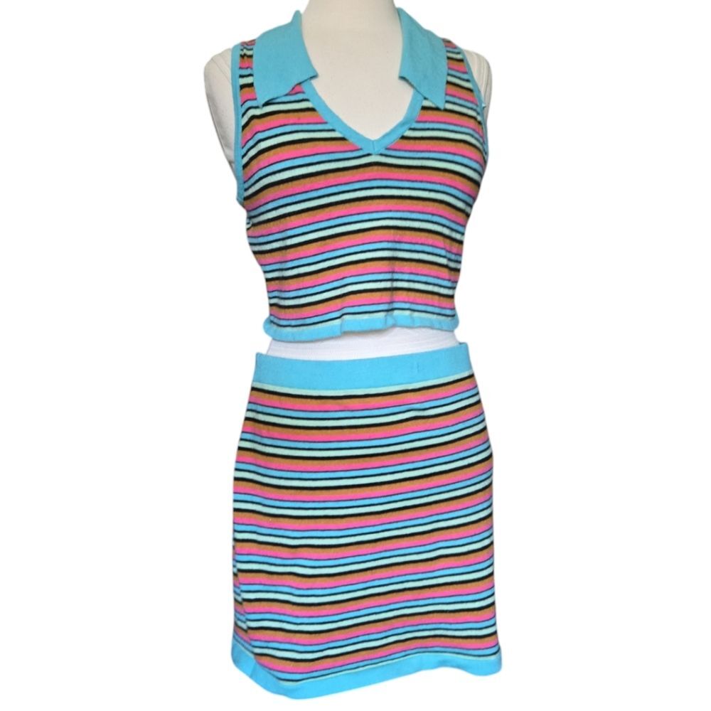 Wild Fable Cropped Jacquard Polo Sleeveless Sweater & Skirt Set - XL